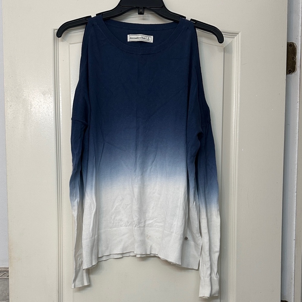 Abercrombie & Fitch Blue Ombré Cold Shoulder Top